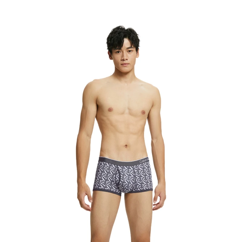商品[国内直发] Calvin Klein|CK/ One有引力带 满印字母防夹臀平角短裤 男款 灰色,价格¥212,第3张图片详细描述