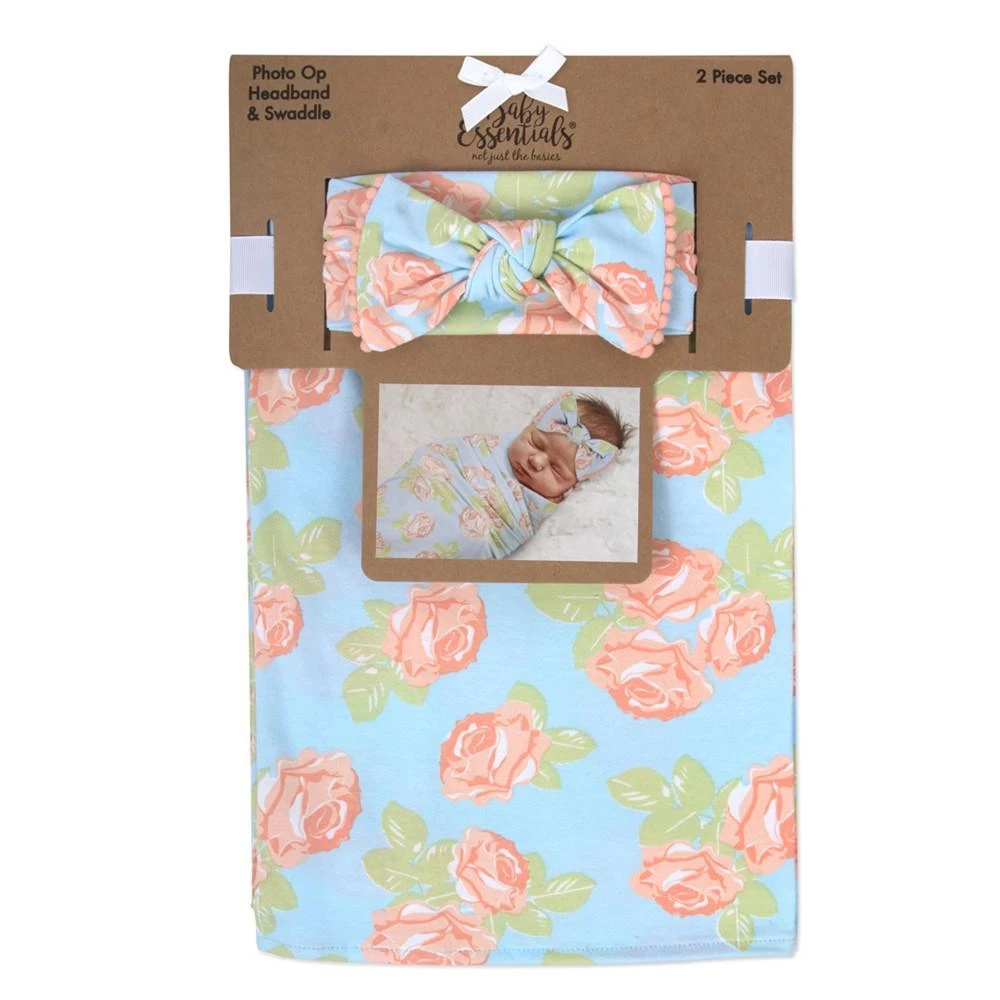 商品Baby Essentials|Baby Girls Soft Floral Swaddle Wrap Blanket with Matching Headband, 2 Piece Set,价格¥165,第2张图片详细描述