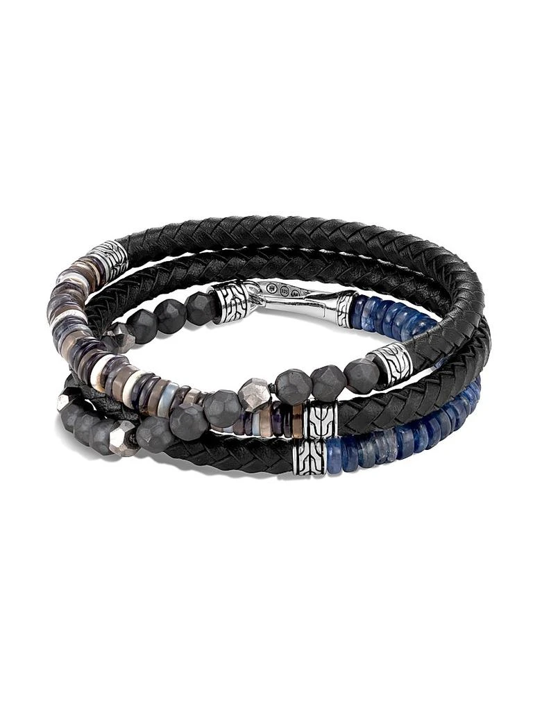 商品John Hardy|Chain Collection Multi-Stone, Sterling Silver & Leather Wrap Bracelet,价格¥6273,第2张图片详细描述