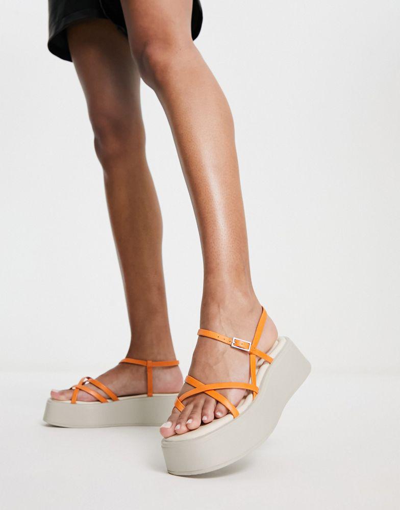 Vagabond Courtney strappy flatform sandals in orange leather商品第1张图片规格展示