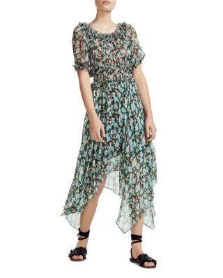 商品Maje|Rulli Smocked Floral Dress,价格¥2206,第1张图片