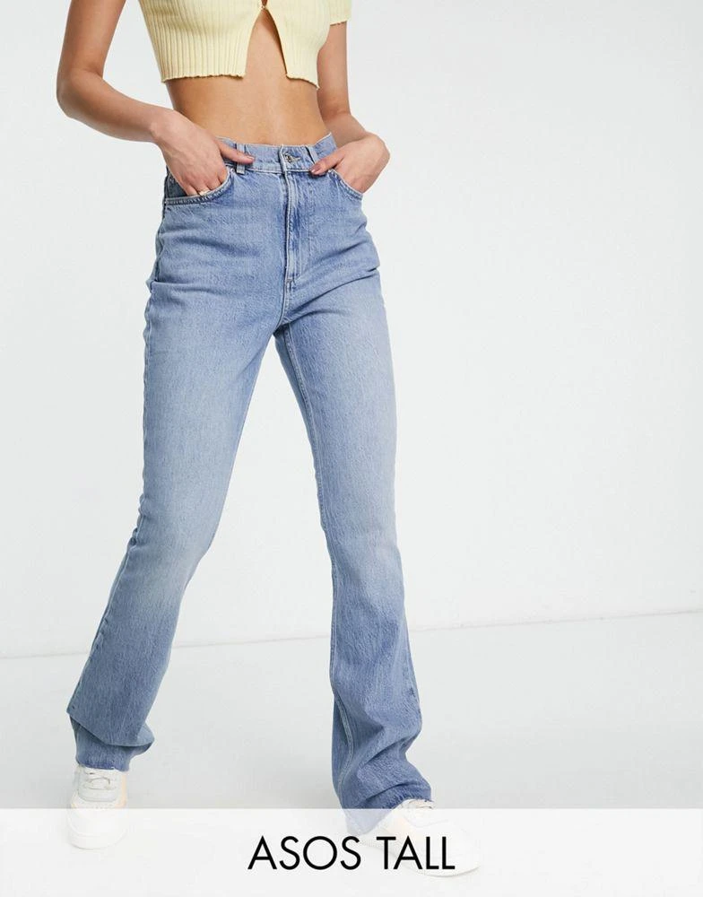 商品ASOS|ASOS DESIGN Tall 70's' flare jeans in lightwash,价格¥195,第1张图片