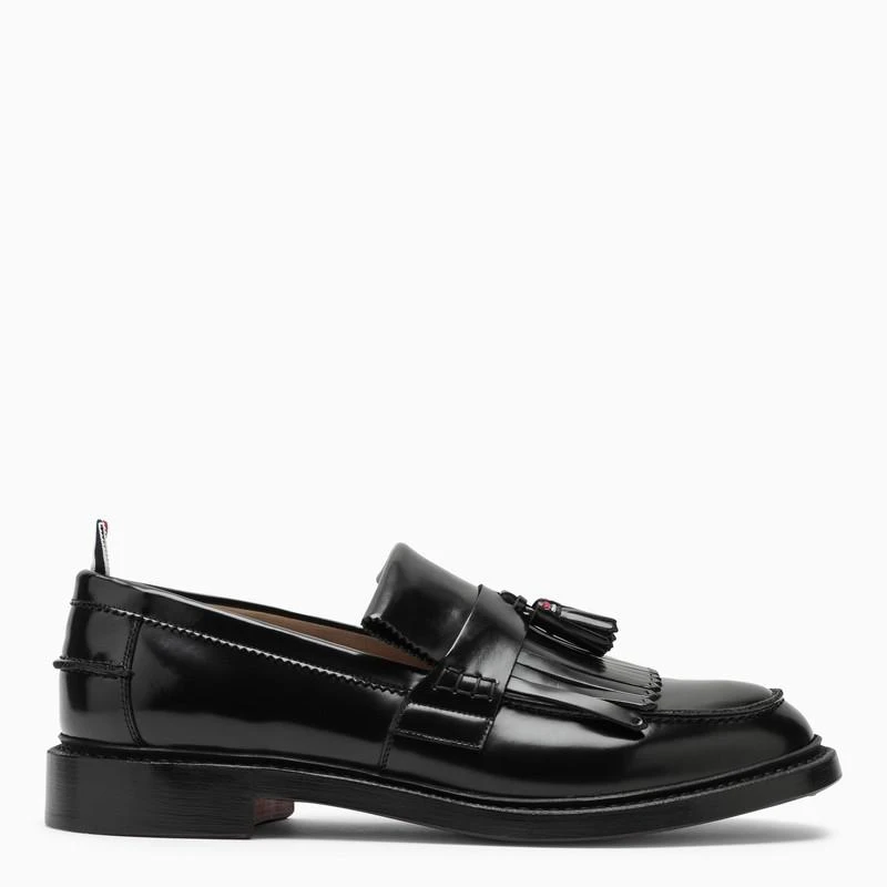 商品Thom Browne|Black leather moccasin with tassels,价格¥4488,第1张图片