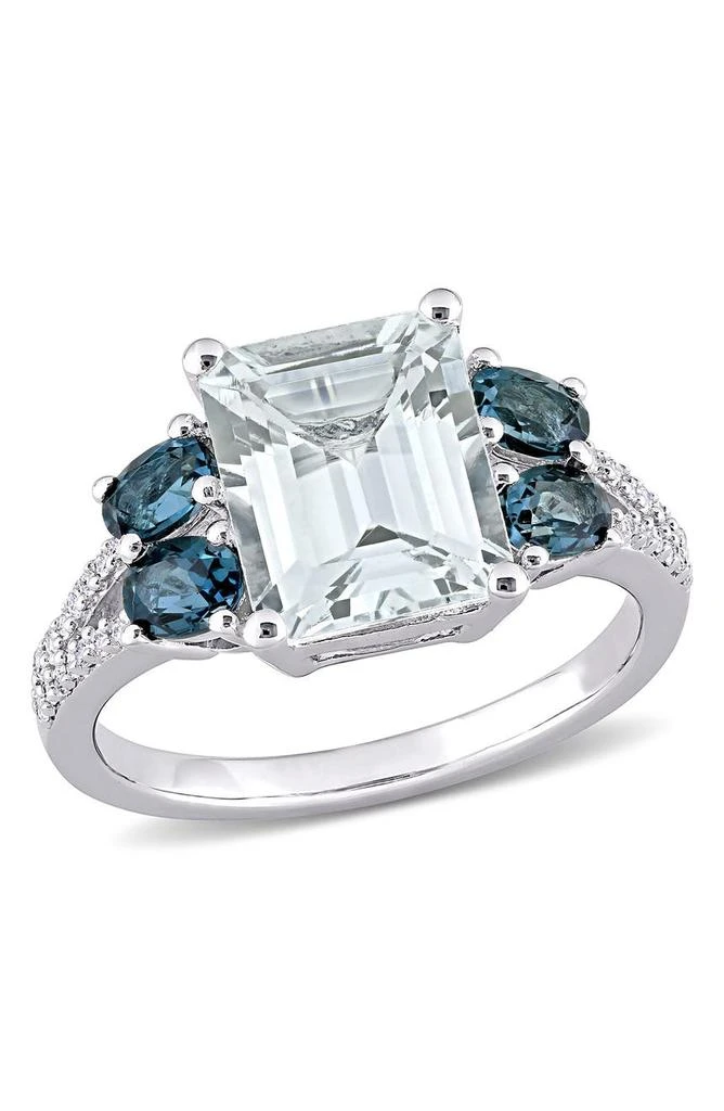 商品DELMAR|Sterling Silver Ice Aquamarine, London Blue Topaz & Diamond Ring,价格¥3542,第1张图片