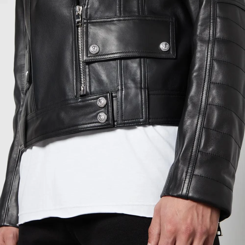 商品Balmain|Balmain Leather Biker Jacket,价格¥5522,第4张图片详细描述
