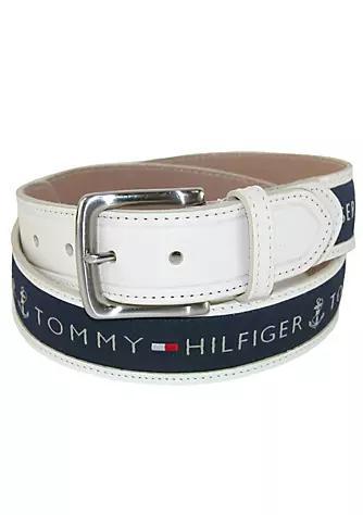 商品Tommy Hilfiger|Men's Leather Casual Belt with Fabric Inlay,价格¥253,第1张图片