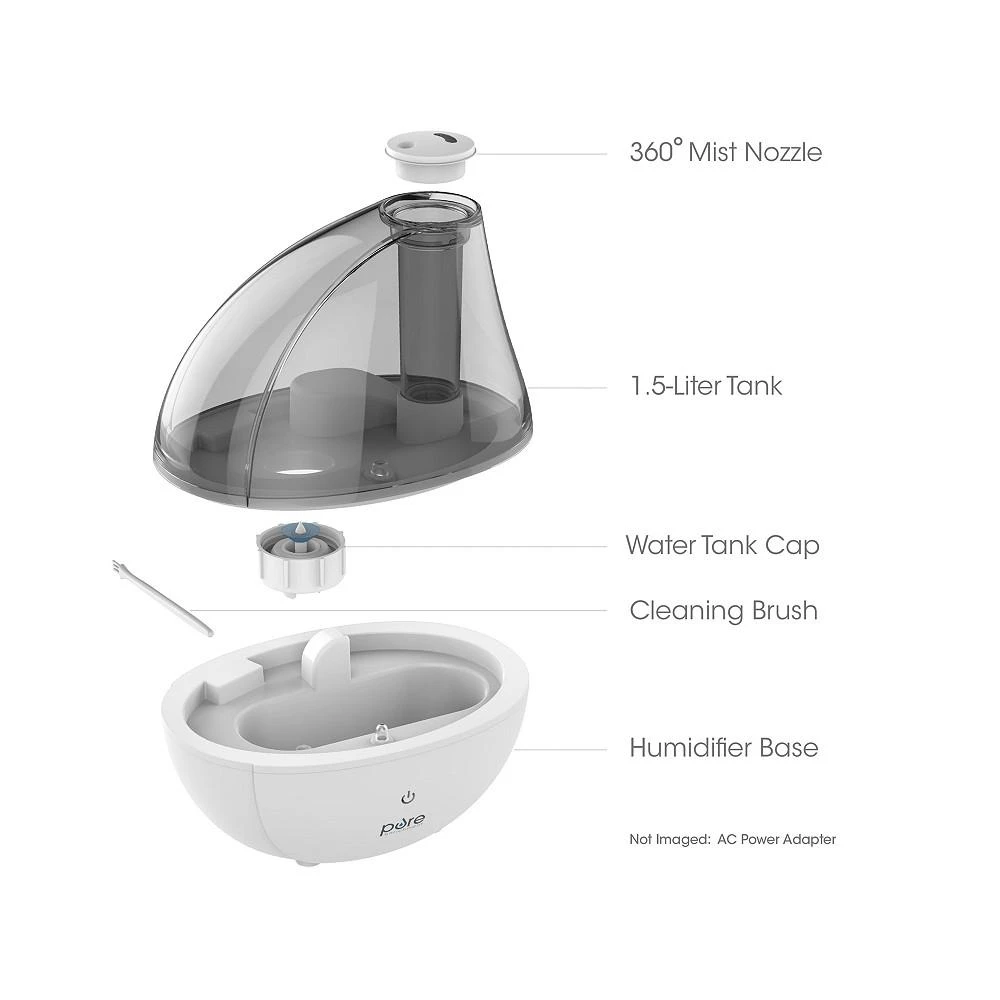 商品Pure Enrichment|MistAire Silver Ultrasonic Cool Mist Humidifier,价格¥380,第3张图片详细描述