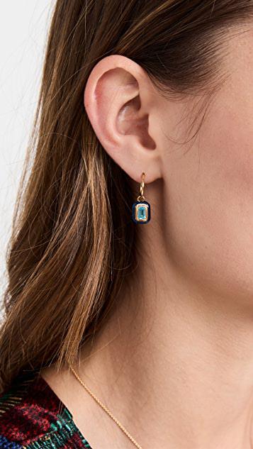 蓝色宝石和珐琅吊坠圈式耳环商品第2张图片规格展示