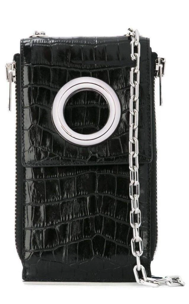 商品Alexander Wang|Black Shoulder Wallet Crocodile Embossed Leather,价格¥3957,第1张图片