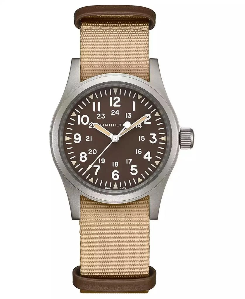 商品Hamilton|Unisex Swiss Mechanical Khaki Field Beige Fabric Strap Watch 38mm,价格¥4448,第1张图片