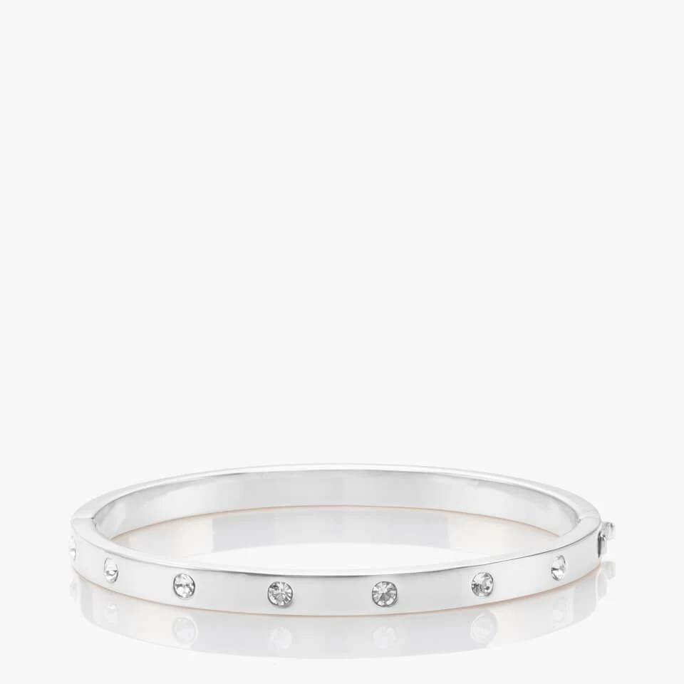 商品Kate Spade|Kate Spade New York Women's Set In Stone Metal Stone Hinged Bangle - Clear/Silver,价格¥415,第1张图片