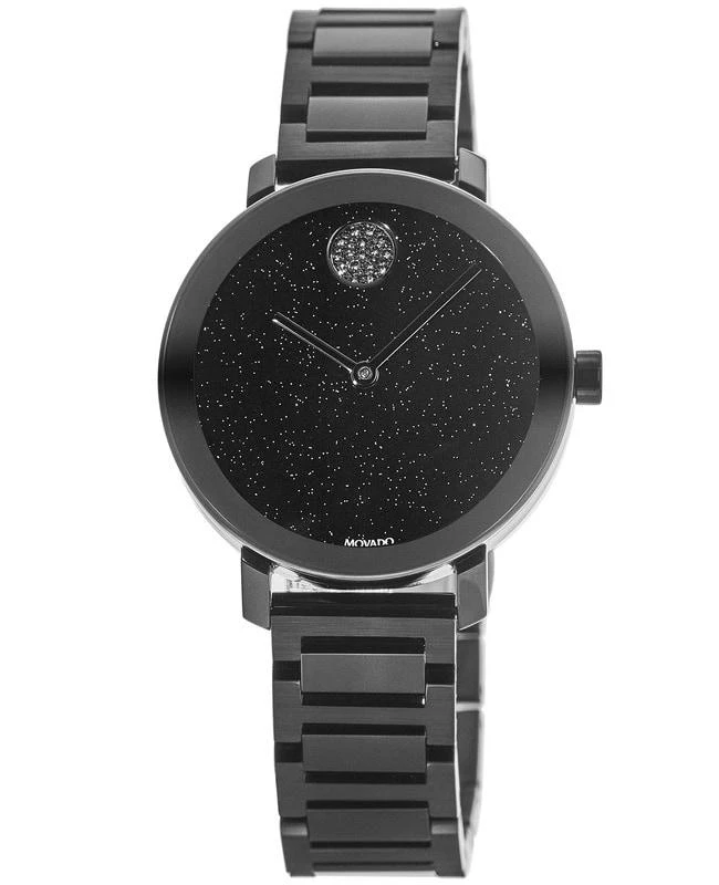 商品Movado|Movado Bold Evolution Black Dial Black Steel Women's Watch 3600734,价格¥1876,第1张图片