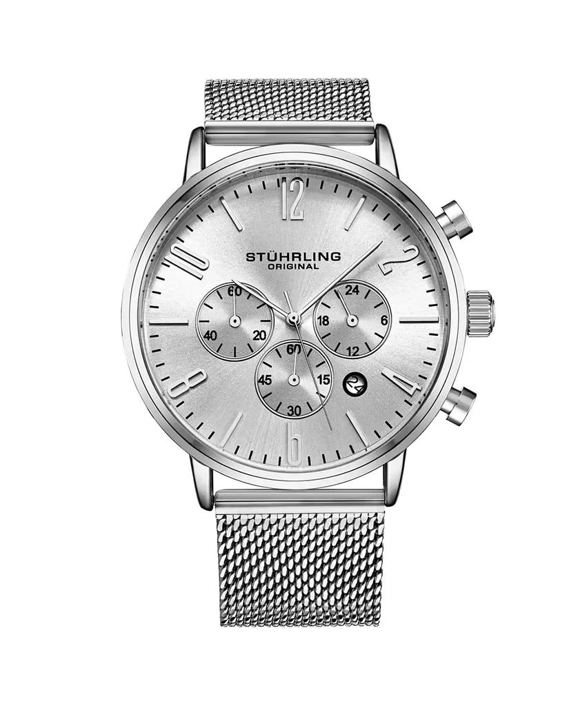 商品Stuhrling|Men's Silver Tone Mesh Stainless Steel Bracelet Watch 48mm,价格¥1099,第1张图片