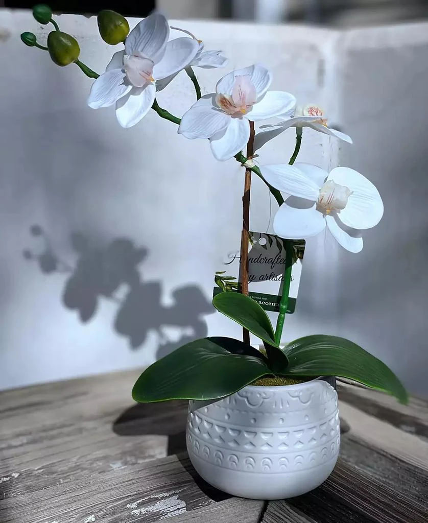 商品Flora Bunda|12" Artificial Real-Touch Orchid in Mayan Ceramic Pot,价格¥322,第2张图片详细描述