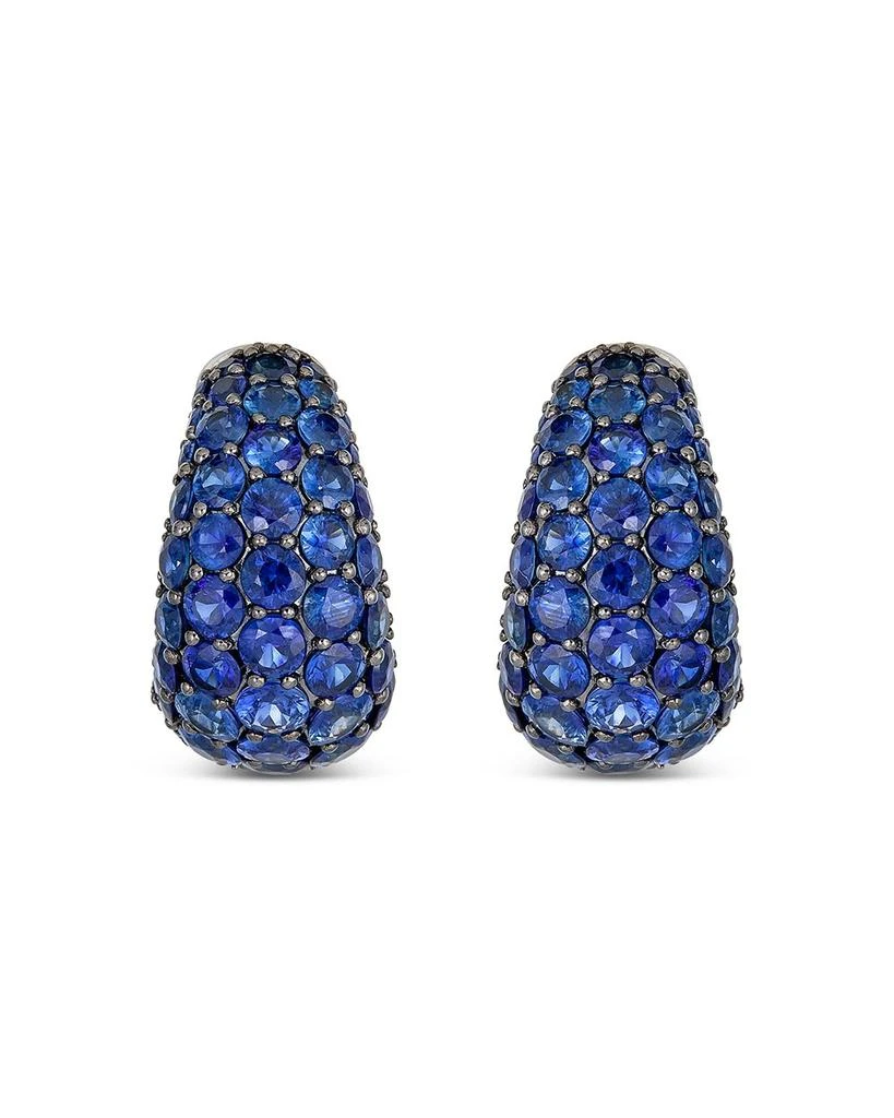 商品Piranesi|18K White Gold Dome Huggie Hoop Earrings with Blue Sapphires,价格¥74644,第1张图片