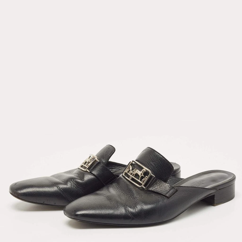 商品[二手商品] Hermes|Hermes Black Leather Vincennes Mules Size 38,价格¥3172,第2张图片详细描述