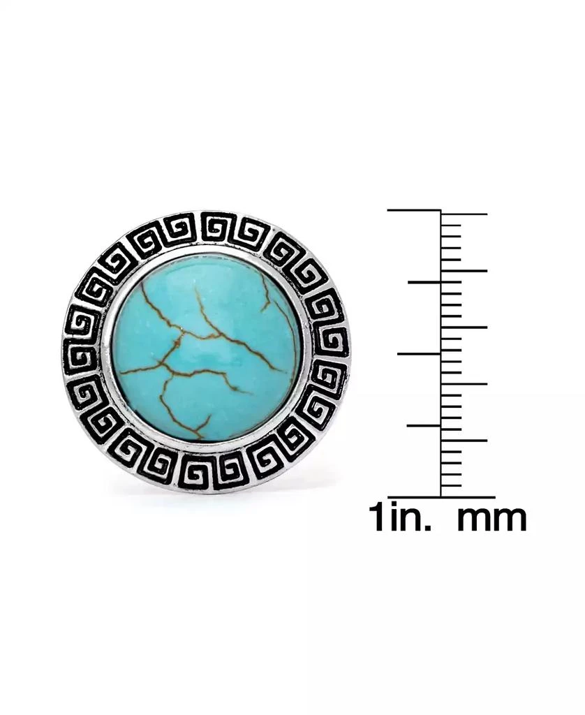 商品Macy's|Simulated Turquoise in Silver Plated Round Greek Key Adjustable Ring,价格¥94,第3张图片详细描述