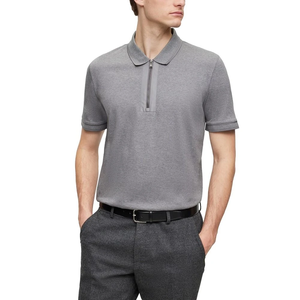 商品Hugo Boss|Men's Zip Placket Polo Shirt,价格¥806,第1张图片