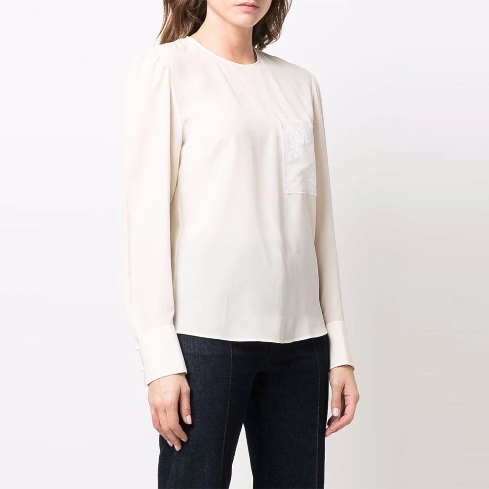 CHLOE' 女士白色圆领长袖衬衫 C22SHT23-004-115 商品