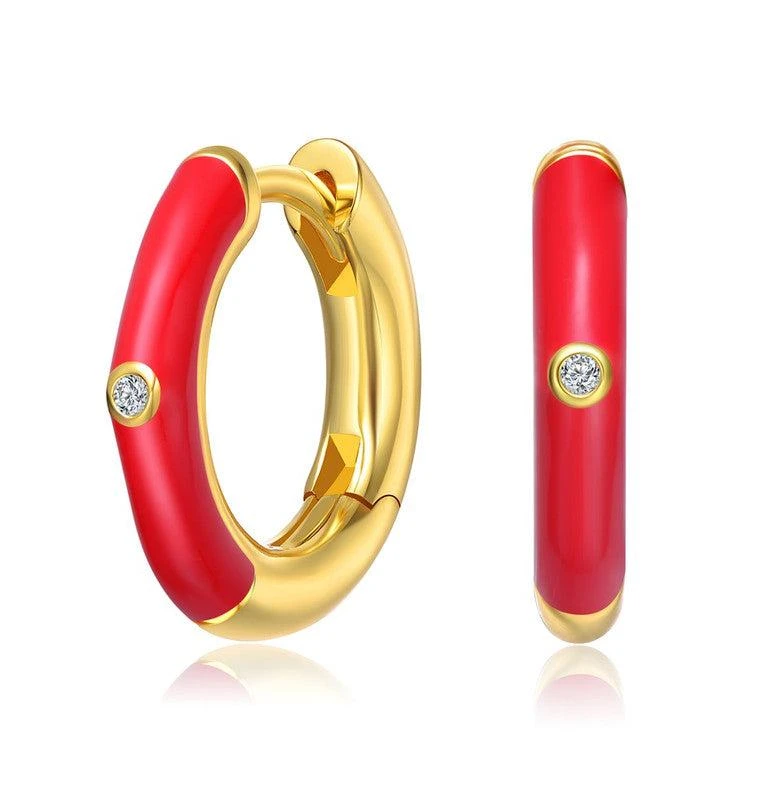 商品GigiGirl|Kids's 14k Gold Plated Colored Enamel & Cubic Zirconia Hoop Earrings,价格¥197,第1张图片