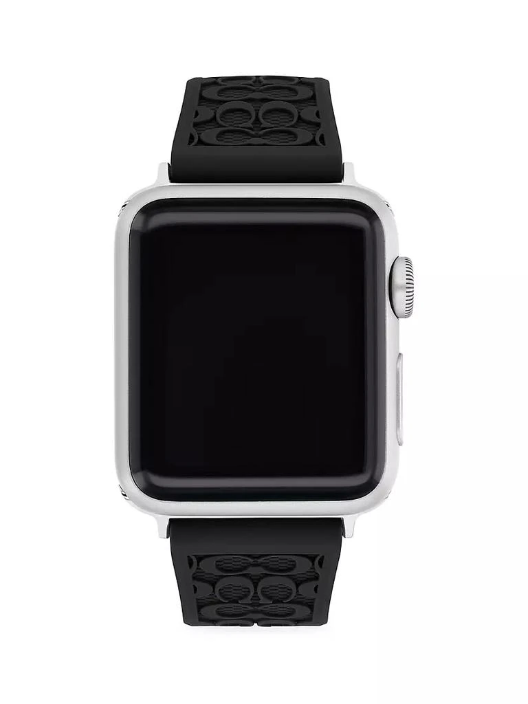 商品Coach|Apple Watch® Signature Black Silicone Strap,价格¥638,第1张图片