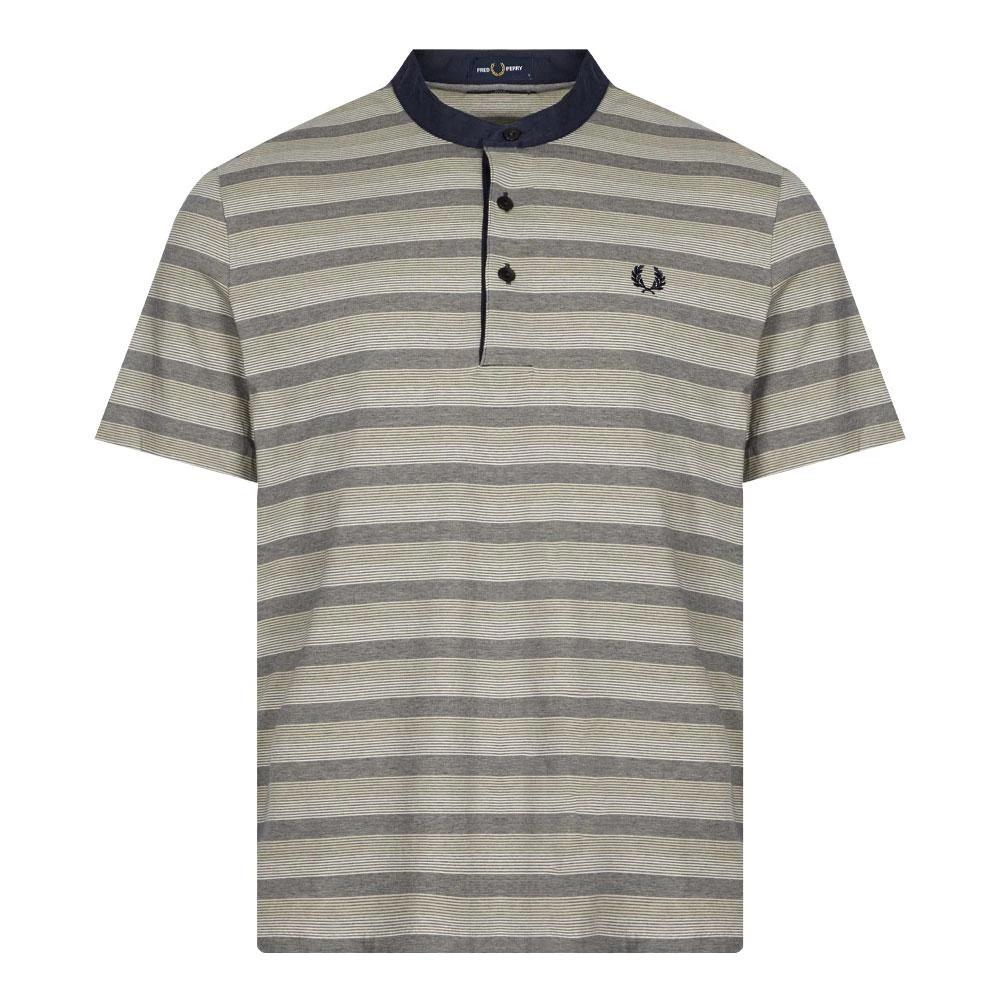 商品Fred Perry|Fred Perry Striped Henley T-Shirt - Deep Carbon,价格¥369,第1张图片