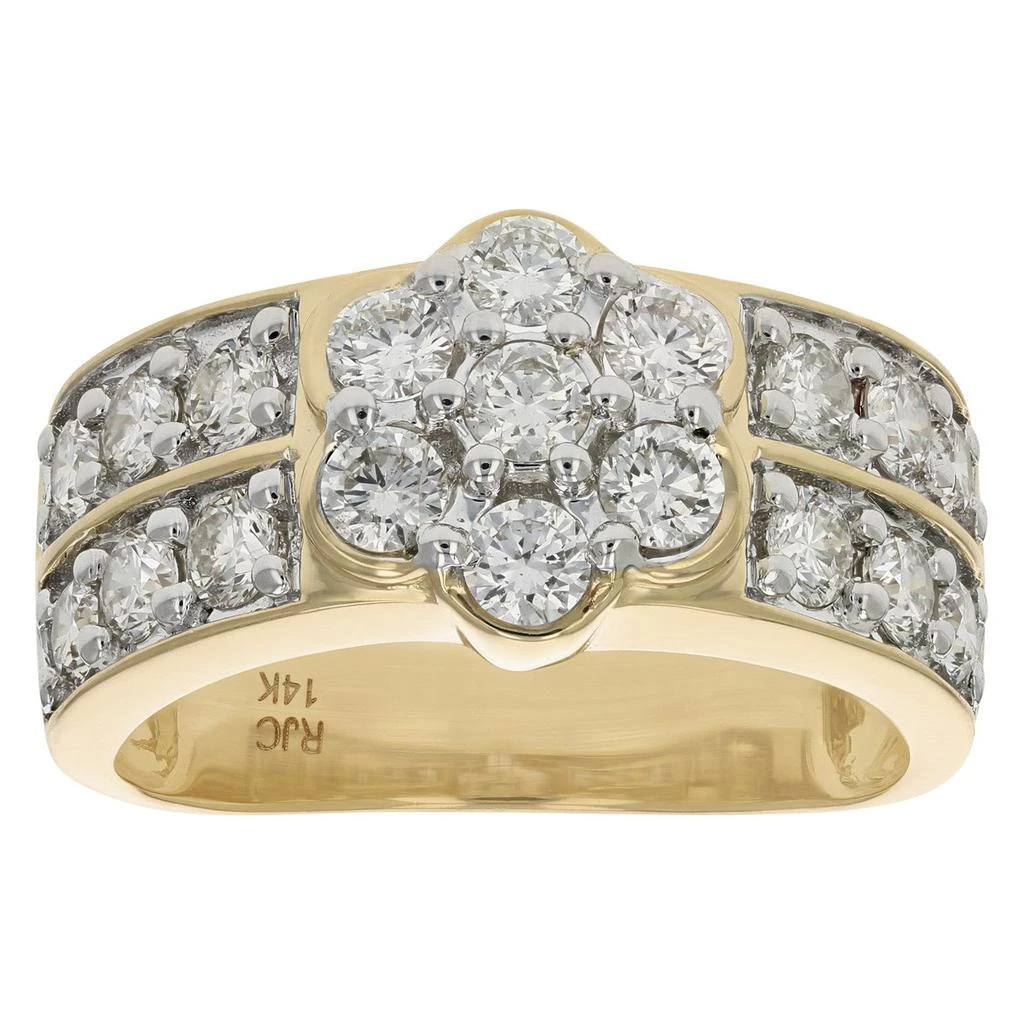 1.50 cttw Diamond Engagement Ring Cluster Design 14K Yellow Gold Bridal Wedding 商品