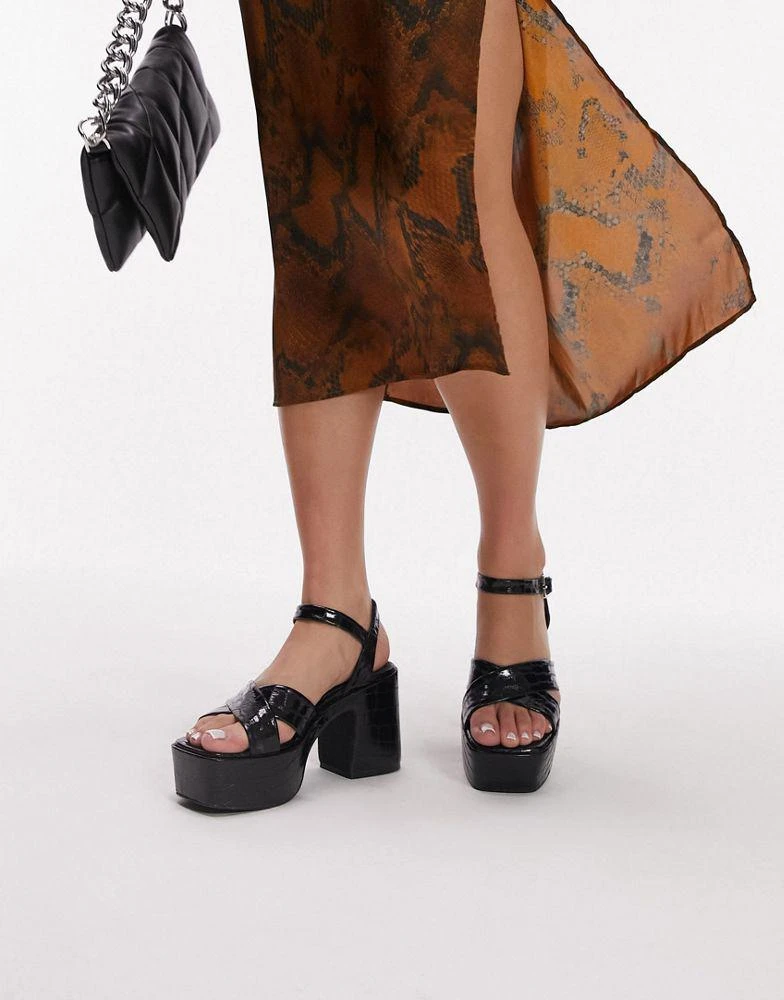 商品Topshop|Topshop Sarah platform sandal in black,价格¥392,第1张图片