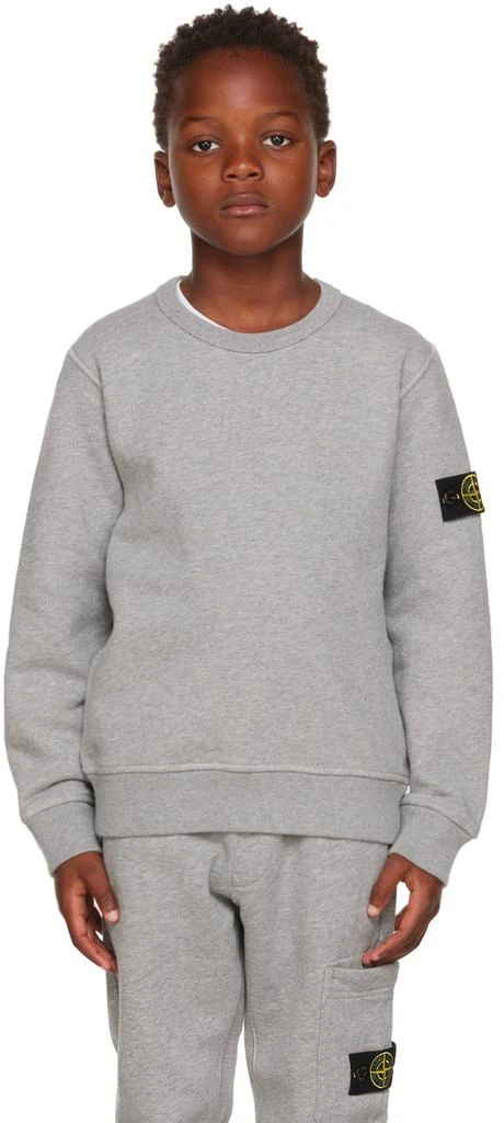 商品Stone Island Junior|Kids Gray Garment-Dyed Sweatshirt,价格¥653,第1张图片