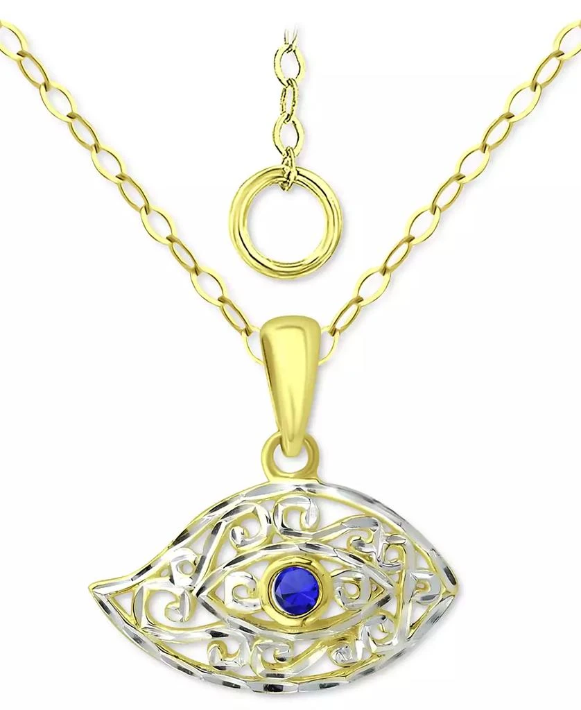 商品Giani Bernini|Lab-Grown Blue Sapphire Evil Eye Filigree Pendant Necklace, 16" + 2" extender, Created for Macy's,价格¥216,第1张图片