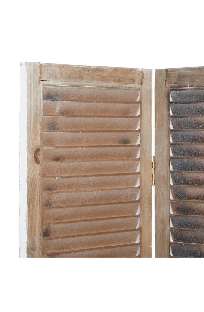 Cream Wood Farmhouse Room Divider Screen with Horizontal Slats 商品