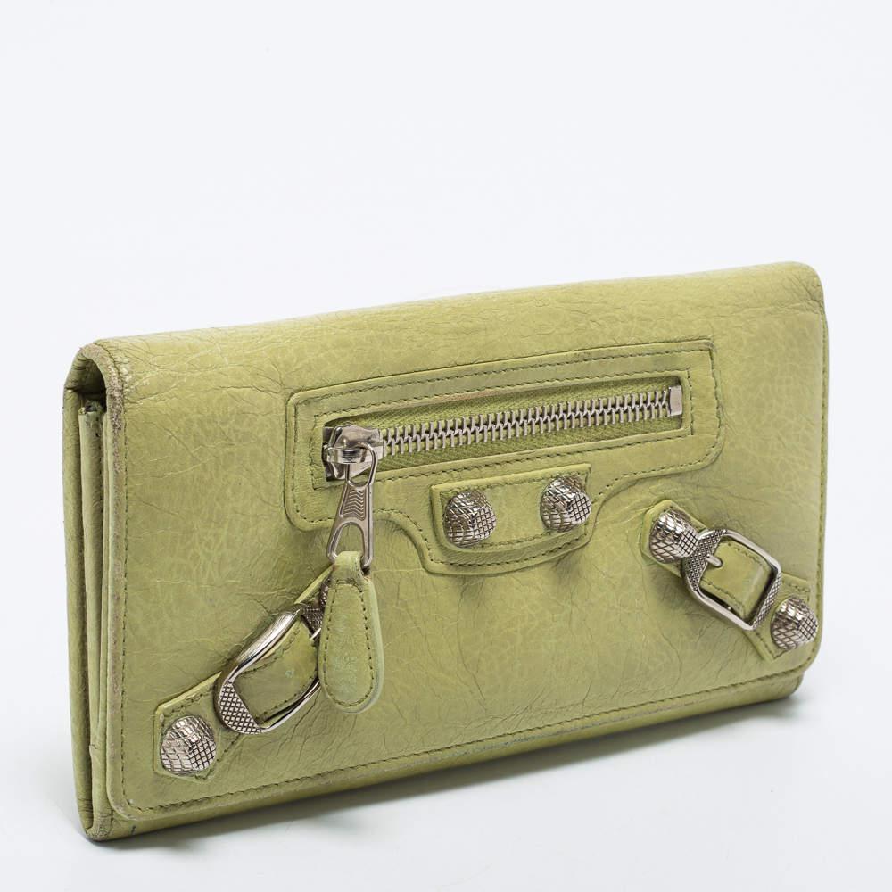 Balenciaga Apple Green Leather Giant 12 Silver Money Wallet商品第4张图片规格展示