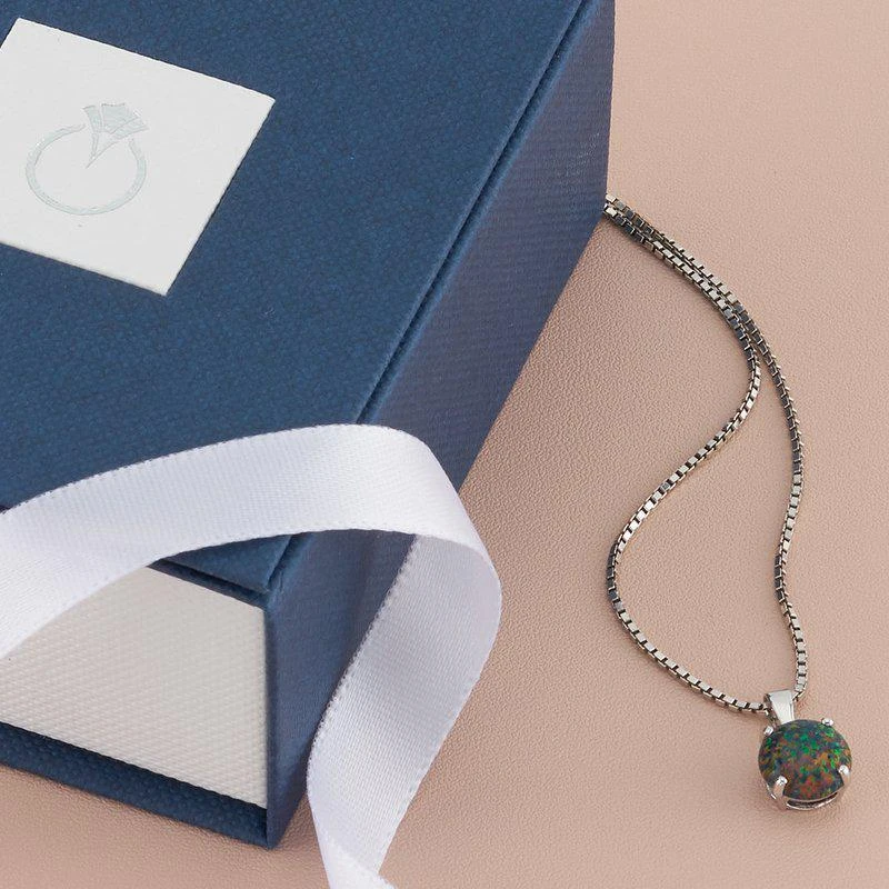 商品Peora|14 Karat White Gold Created Black Opal Solitaire Pendant,价格¥925,第2张图片详细描述