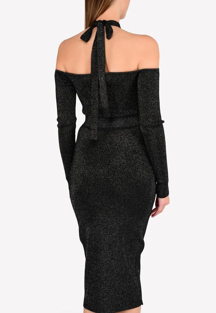 商品CUSHNIE|Halter Neck Cold-Shoulder Metallic-Knit Bodysuit,价格¥3410,第4张图片详细描述