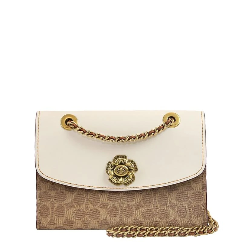 商品[国内直发] Coach|COACH 奥莱款 Parker小号女士PVC配皮单肩斜挎小方包 30585B4HA,价格¥2592,第1张图片