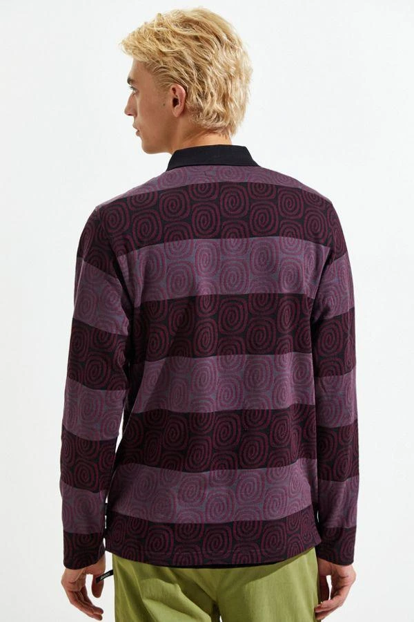 Stussy Swirl Stripe Jacquard Long Sleeve Polo Shirt 商品