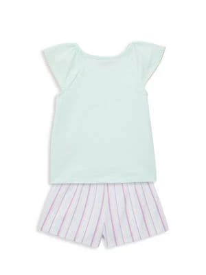 商品Calvin Klein|Little Girl’s 2-Piece Logo Tee & Striped Shorts Set,价格¥74,第2张图片详细描述
