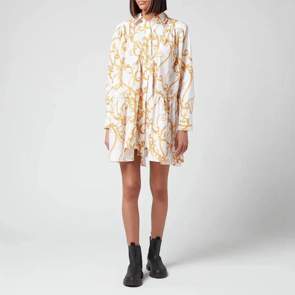 商品Ganni|Ganni Women's Printed Cotton Poplin Dress - Egret,价格¥1349,第3张图片详细描述