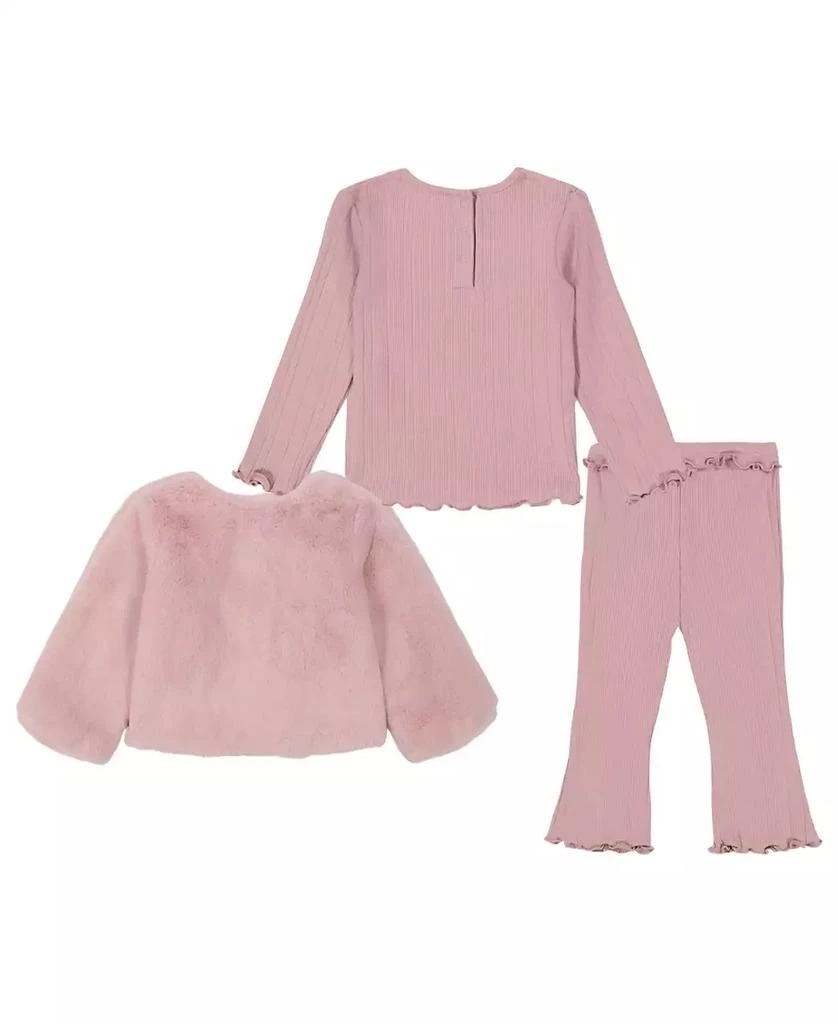 商品Calvin Klein|Baby Girl Ribbed Pants Set Artificial Fur Jacket,价格¥208,第2张图片详细描述