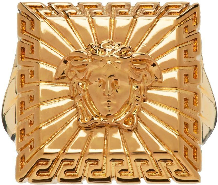 商品Versace|Gold Medusa Square Ring,价格¥1080,第1张图片