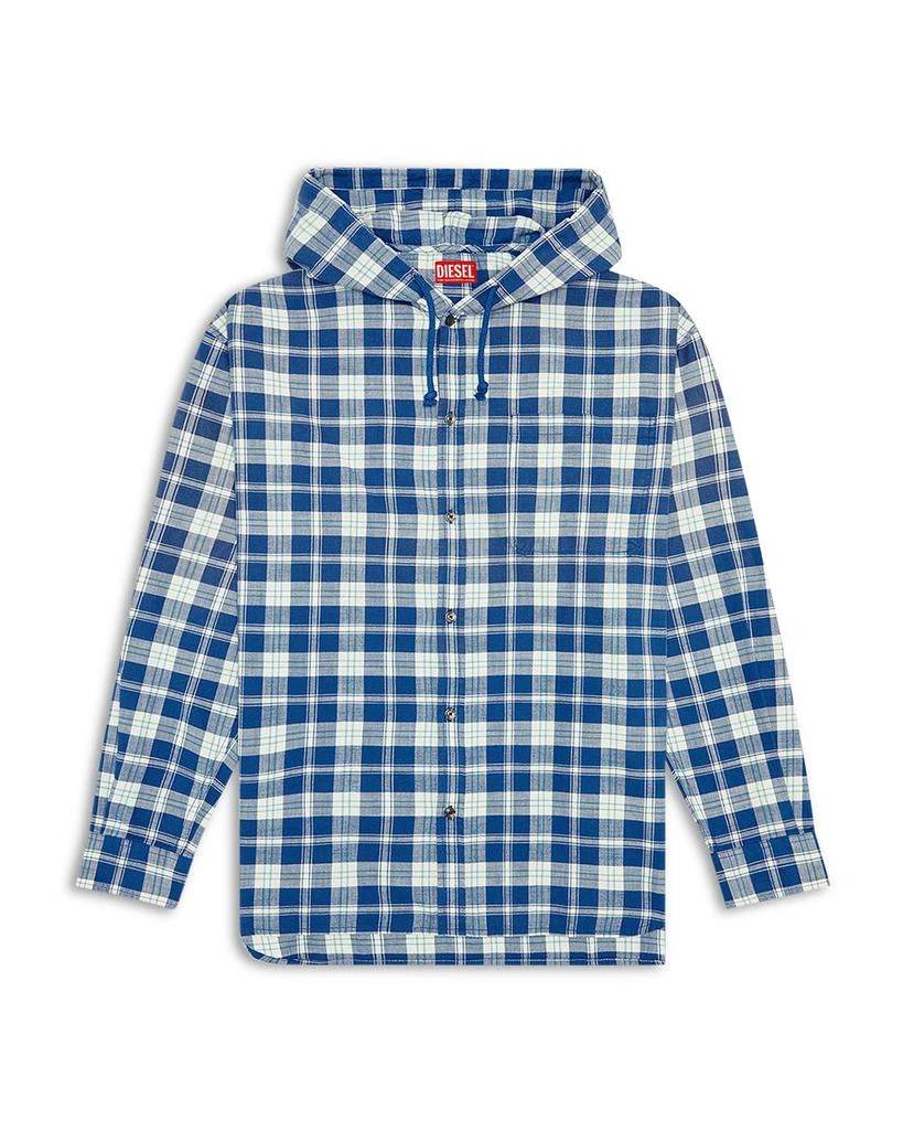 Plaid Long Sleeve Button Front Hoodie 商品