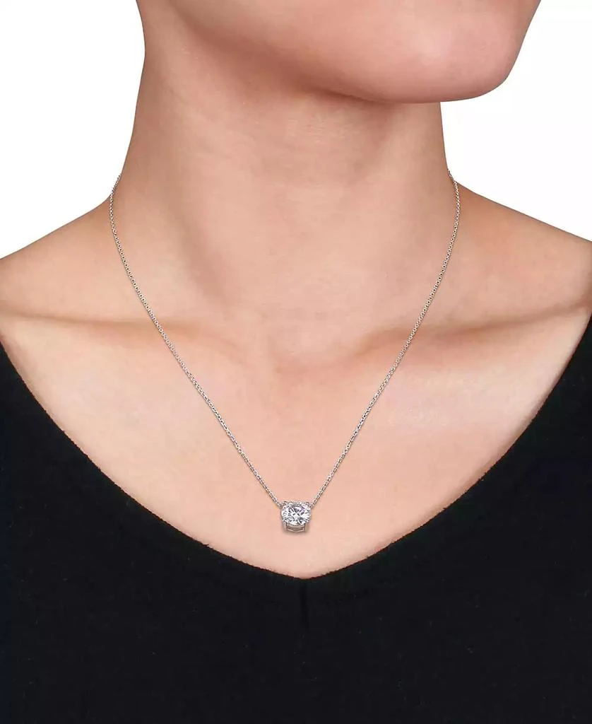 商品Macy's|Lab-Grown Moissanite Solitaire 17" Pendant Necklace (1-3/4 ct. t.w.) in 14k White Gold,价格¥11956,第2张图片详细描述