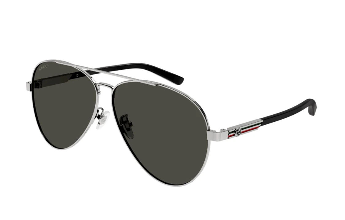商品[国内直发] Gucci|【23春夏新品】 古驰 太阳眼镜 舒适轻盈 合金镜架 飞行员式 男款 钌红色镜框 灰色镜片,价格¥2923,第1张图片