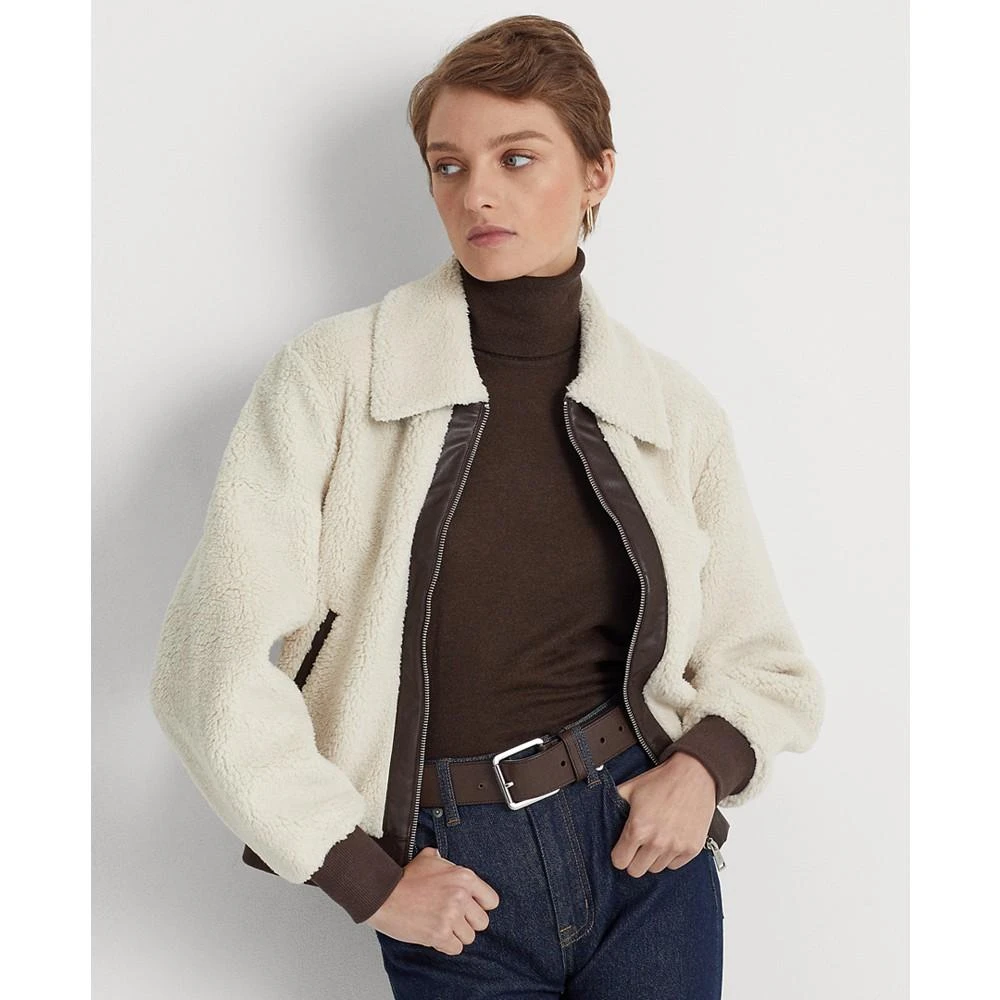 商品Ralph Lauren|Women's Faux-Leather-Trim High-Pile Fleece Coat,价格¥872,第1张图片