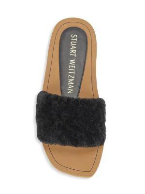 商品Stuart Weitzman|Women's Cammy Shearling-Strap Slide Sandals,价格¥1001,第7张图片详细描述
