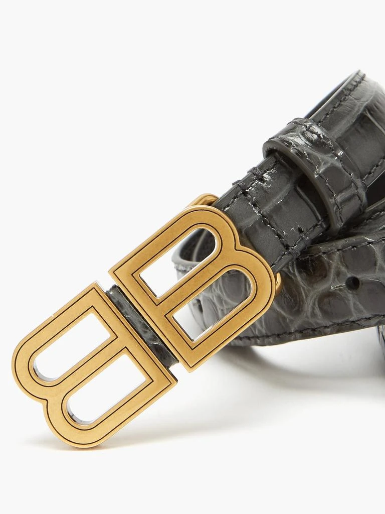 商品Balenciaga|Hourglass BB-plaque crocodile-effect leather belt,价格¥3100,第4张图片详细描述