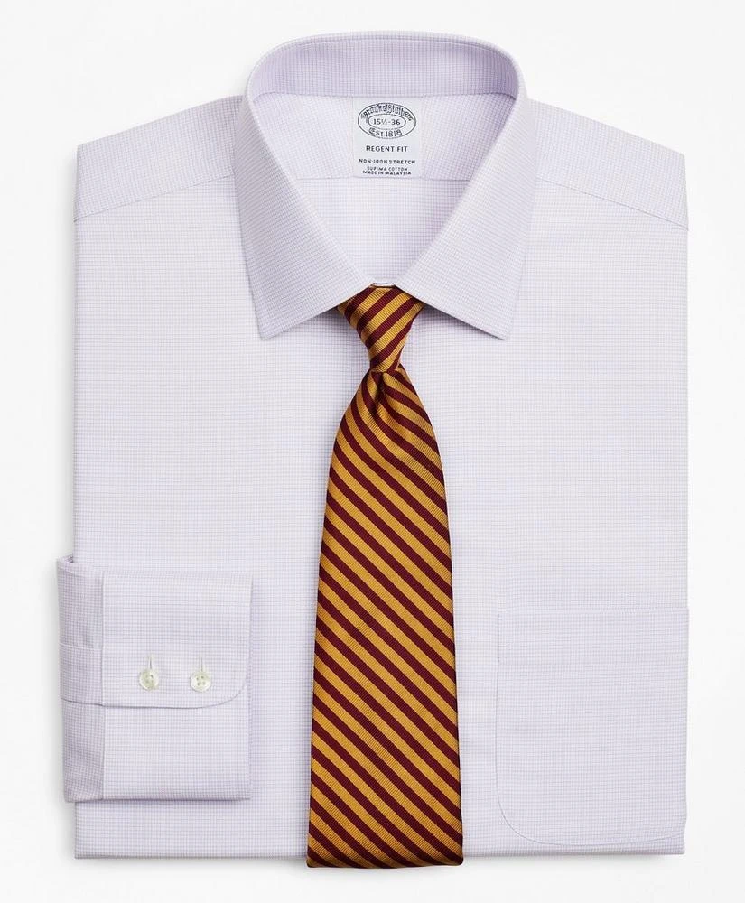 商品Brooks Brothers|Stretch Regent Regular-Fit Dress Shirt, Non-Iron Twill Ainsley Collar Micro-Check,价格¥399,第1张图片详细描述