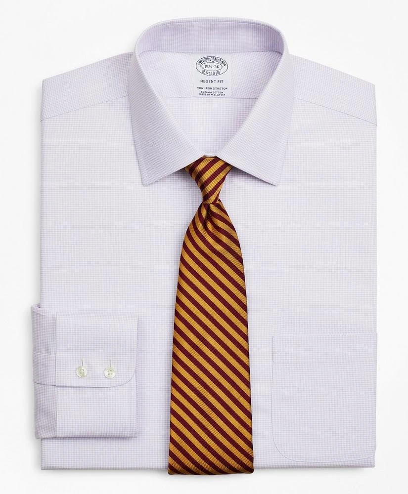 商品Brooks Brothers|Stretch Regent Regular-Fit Dress Shirt, Non-Iron Twill Ainsley Collar Micro-Check,价格¥412,第1张图片