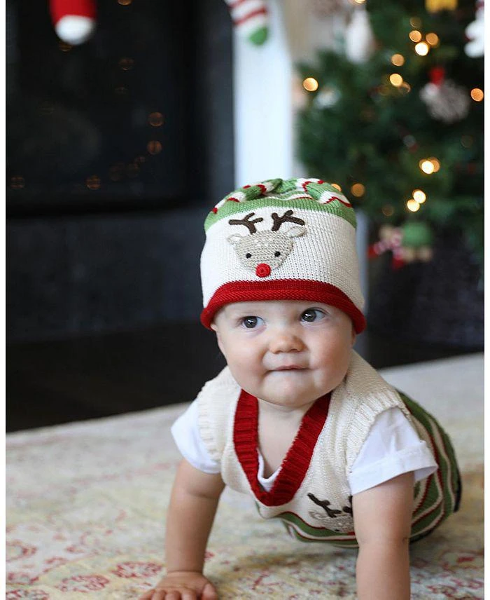 商品Melange Collection|Unisex Knit Reindeer Hat - Baby,价格¥120,第2张图片详细描述