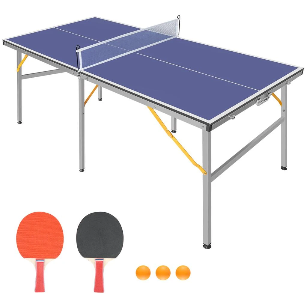 商品Simplie Fun|6ft Mid-Size Table Tennis Table Foldable & Portable Ping Pong Table Set for Indoor & Outdoor Games,价格¥2026,第1张图片